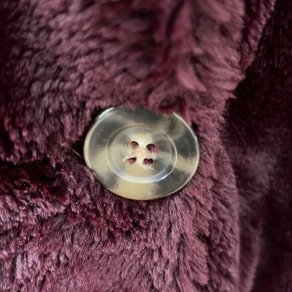 $297 WAVERLY GREY Luxe Faux Fur Betty Teddy Jacket burgundy car coat M - Picture 6 of 7